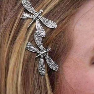 Silver Dragonfly Hair Clips 2 Set